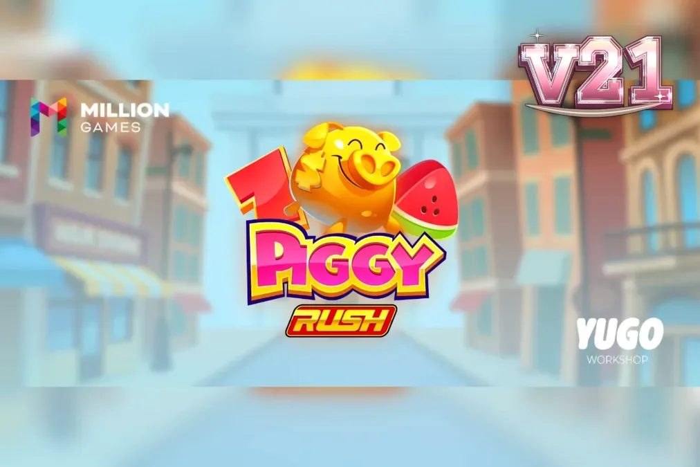 Tampilan visual slot Piggy Rush dengan latar belakang peternakan yang ceria.